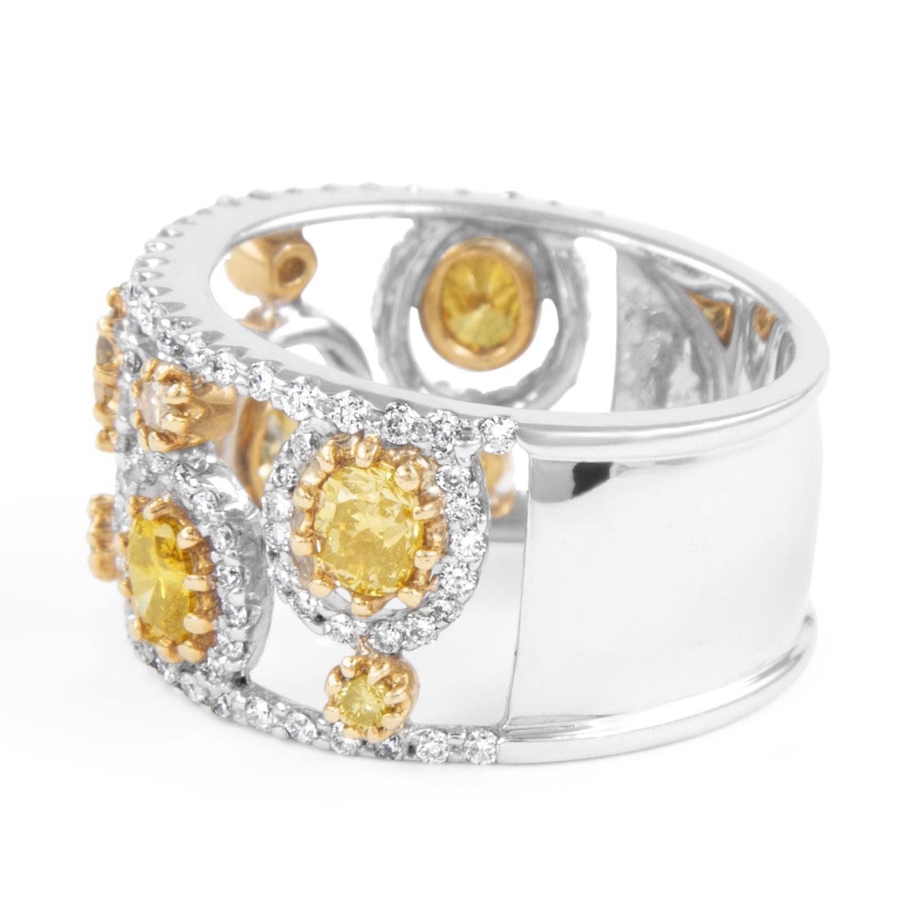 0.87ctt Fancy Grünlich Gelblich Brown Diamant Cluster Ring 18k (Moderne) im Angebot