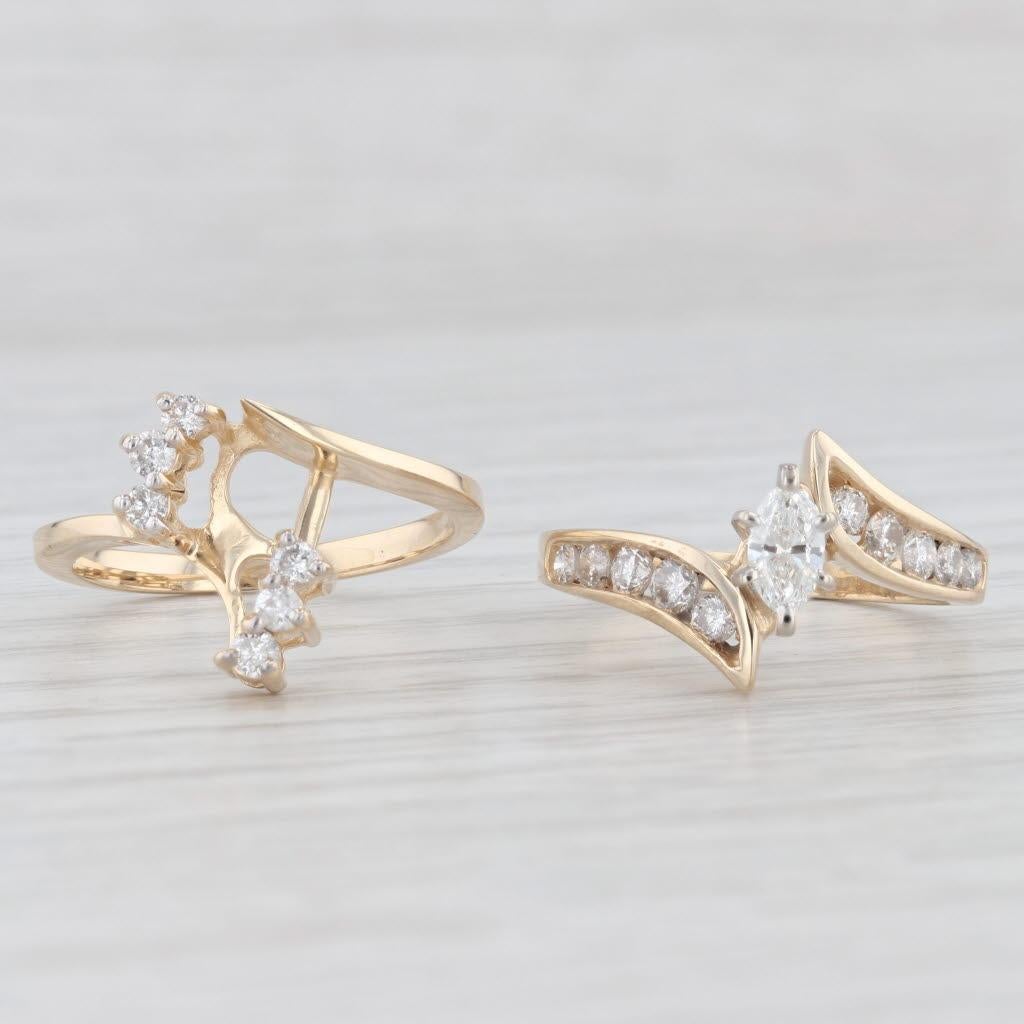 Gemstone Information: Natural Diamonds - 0.87 Total Carats
- Engagement -
Center
Carats - 0.27ct 
Cut - Marquise Brilliant
Color - G
Clarity - SI2

Accents
Total Carats - 0.42ctw
Cut - Round Brilliant
Color - G - H
Clarity - I1 - I2
Please note
