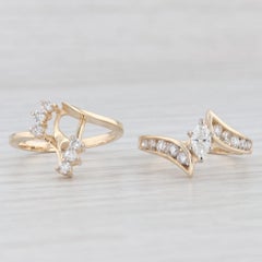 0.87ctw Marquise Diamond Engagement Ring Wedding Band Jacket Bridal Set 14k Gold