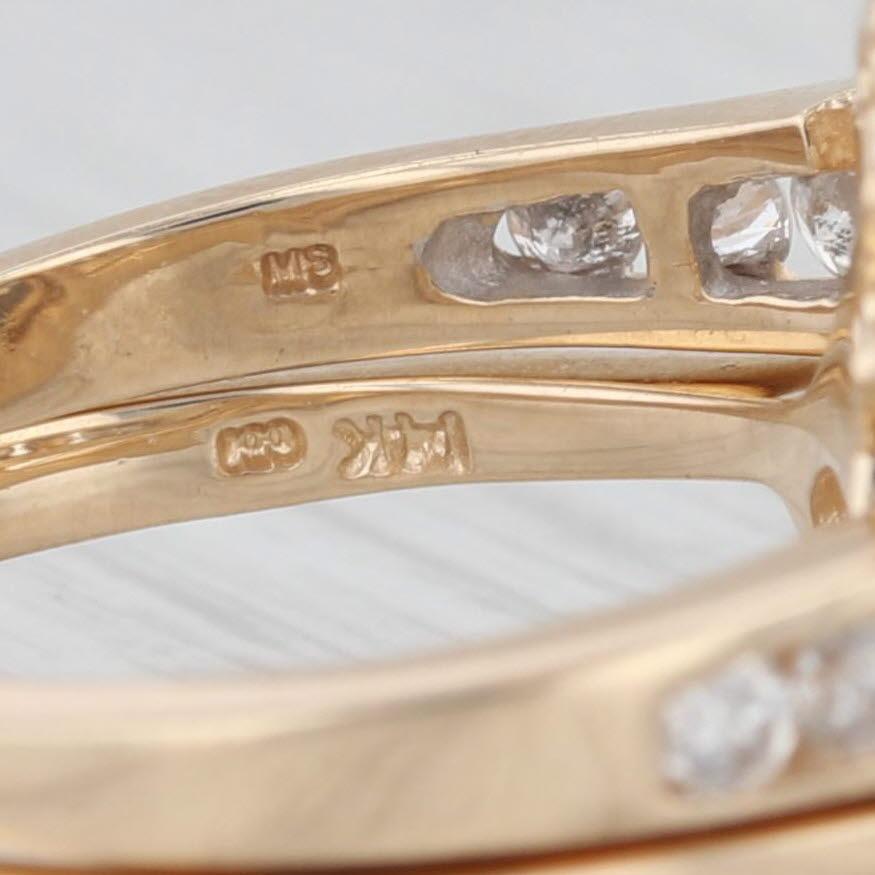 Women's 0.87ctw Marquise Diamond Engagement Ring Wedding Band Jacket Bridal Set 14k Gold