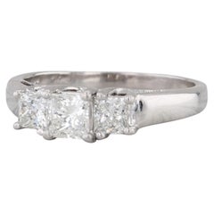 0.87ctw Princess Diamond 3-Stone Engagement Ring 14k White Gold Size 6.5