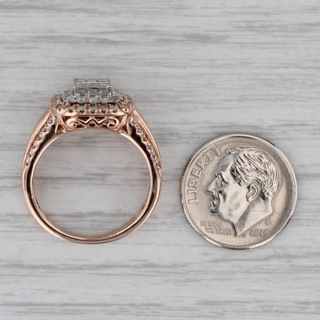 0.87ctw Prinzessin Diamant Halo Verlobungsring 10k Rose Gold Größe 7 3