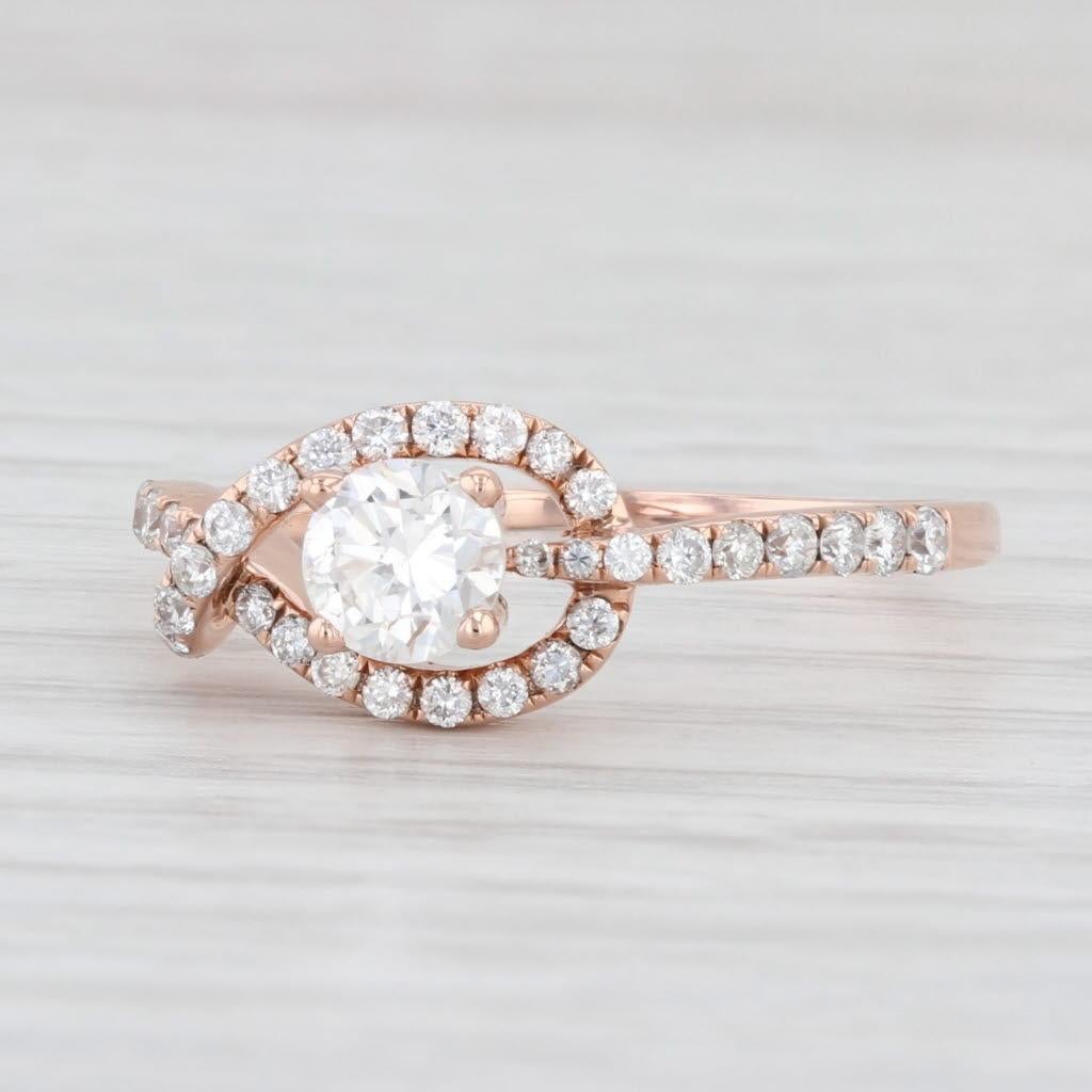 0.87ctw Runde Diamant Verlobungsring 14k Rose Gold Größe 9.25 Damen im Angebot