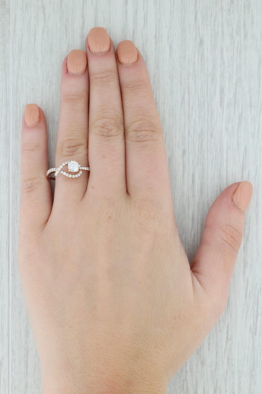 0.87ctw Runde Diamant Verlobungsring 14k Rose Gold Größe 9.25 im Angebot 3