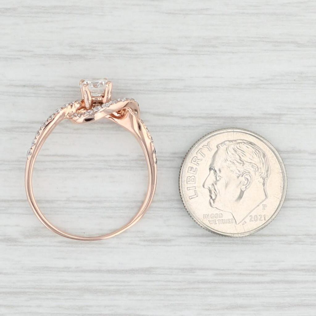 0.87ctw Runde Diamant Verlobungsring 14k Rose Gold Größe 9.25 im Angebot 4