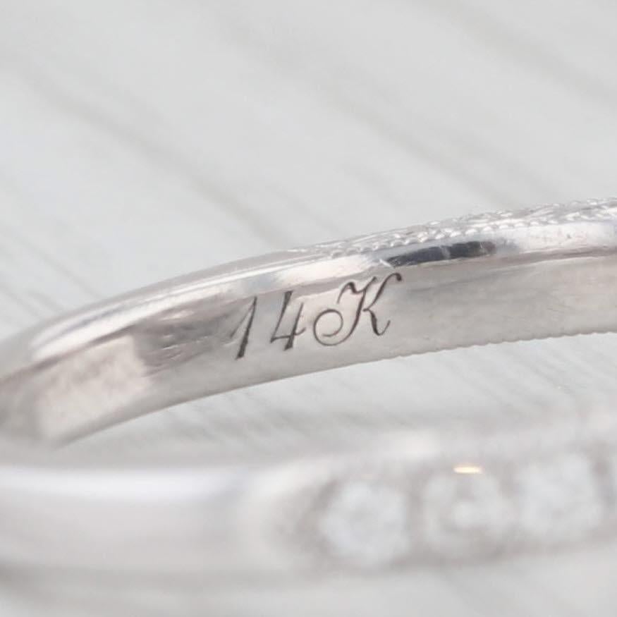 Women's 0.87ctw Round Diamond Halo Engagement Ring 14k White Gold Size 7.75 For Sale