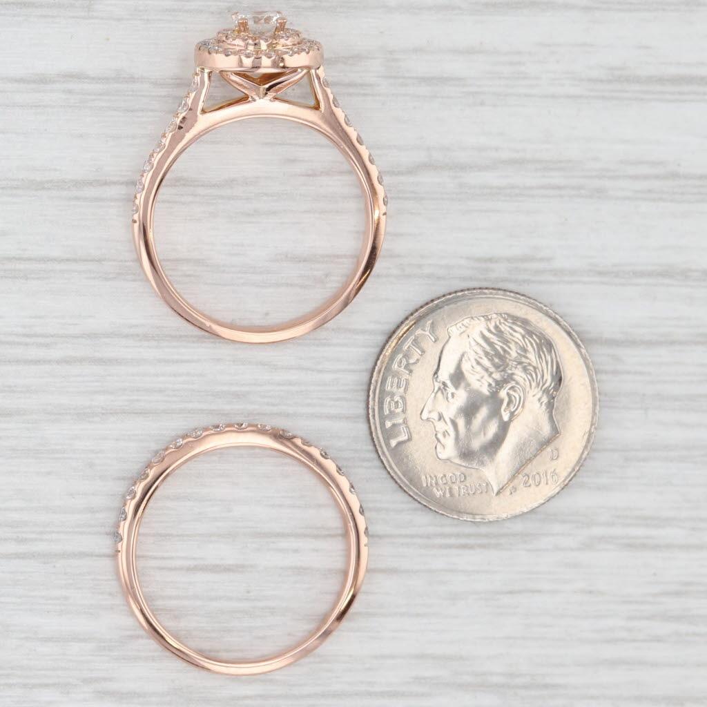 Anello di fidanzamento aureolato con diamanti rotondi da 0,87 ct. in vendita 1