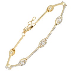 0.88 Carat 14 Karat Yellow Gold Diamond Eye Bracelet