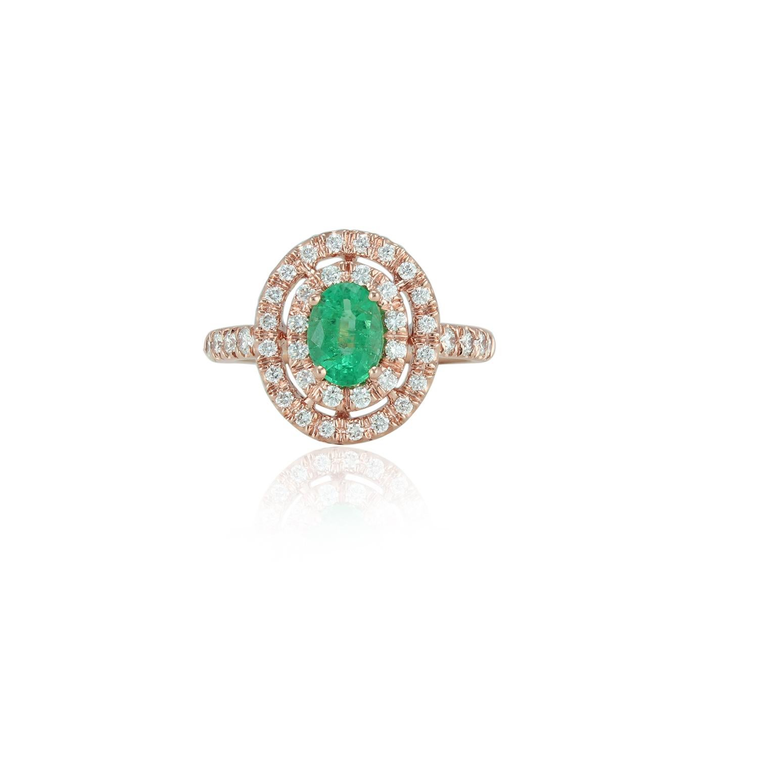 This is an elegant emerald & diamond ring studded in 18k Yellow gold with 1 piece of  Zambian emerald weight 0.88 carat which is surrounded by 42 pieces of diamonds weight 0.61 carat, this entire ring studded in 18k yellow  gold.



 Ring size can
