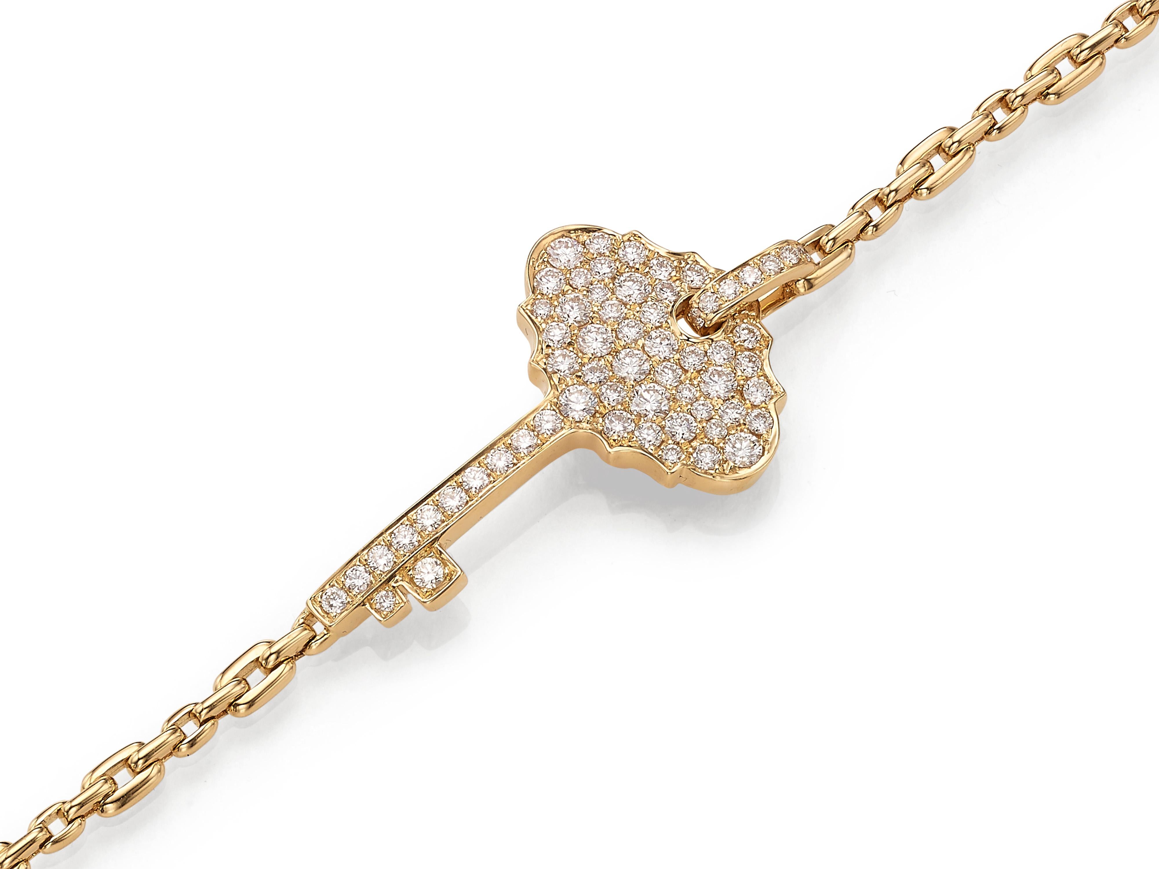 Contemporary 0.88 Carat Diamond 18 Karat Yellow Gold Key Stackable Bracelet Bangle