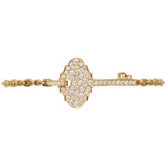 0.88 Carat Diamond 18 Karat Yellow Gold Key Stackable Bracelet Bangle