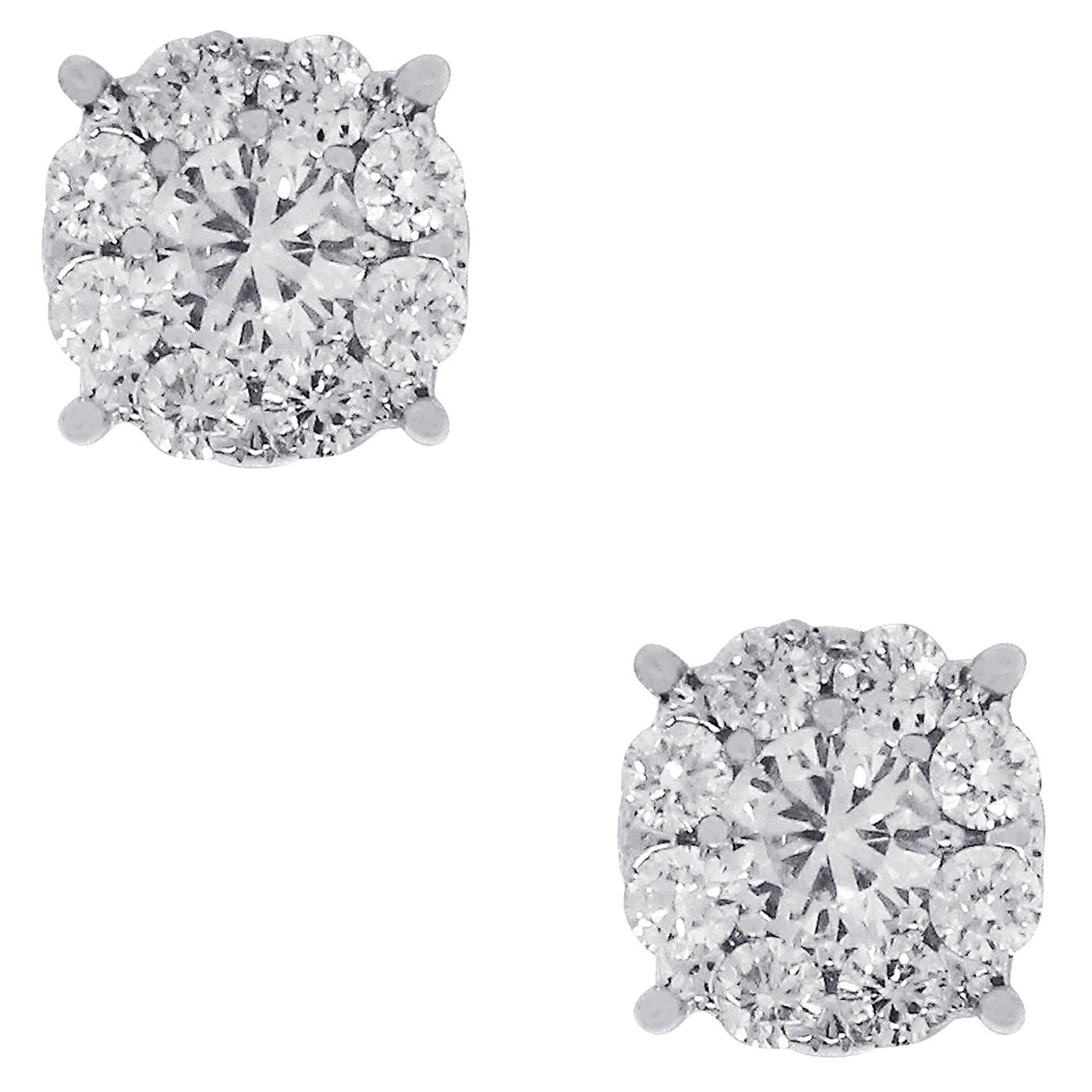 0.88 Carat Diamond Cluster Earrings