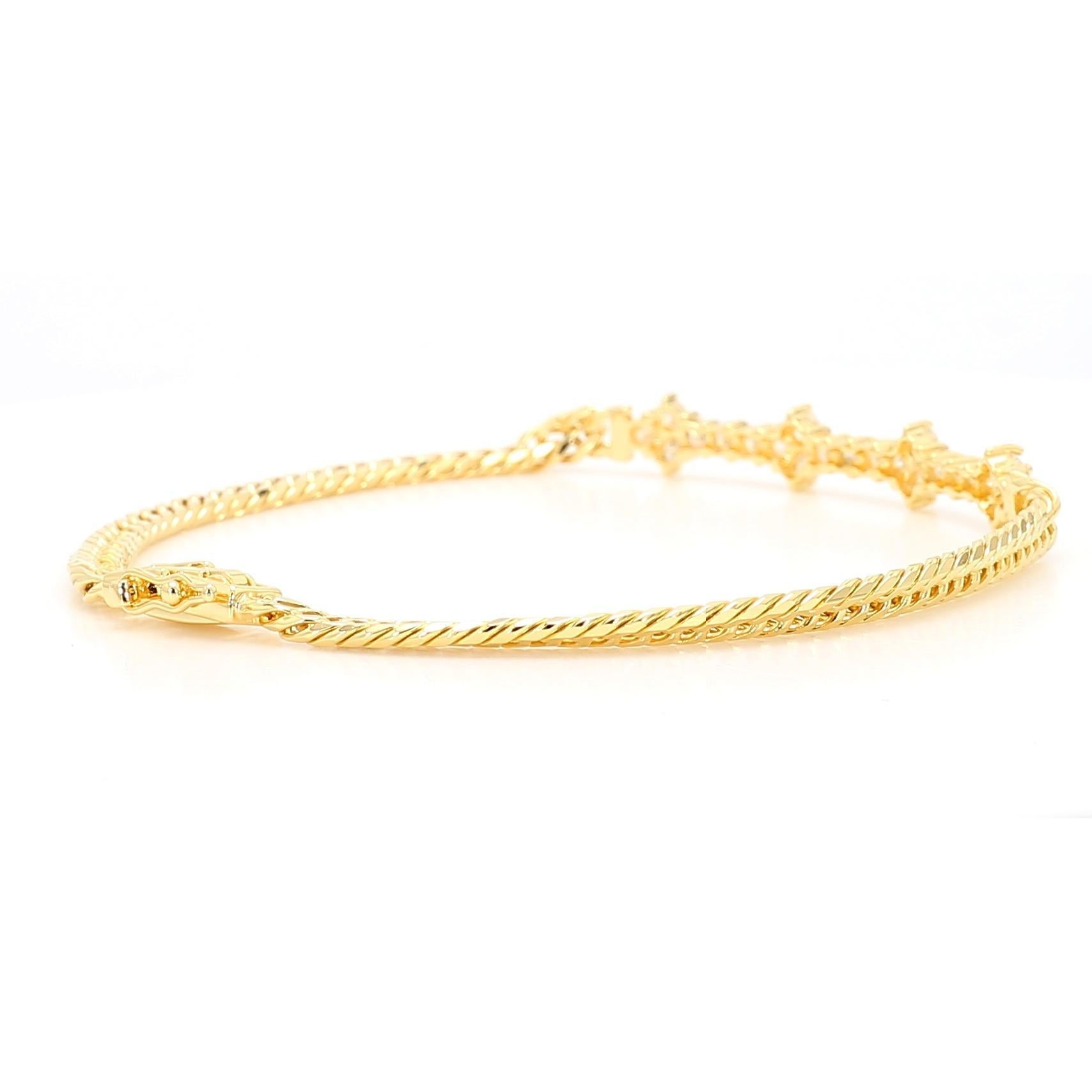 Diamante de 0,88 quilates en oro de 18 quilates Pulsera floral de cadena de cuerda trenzada en venta 1