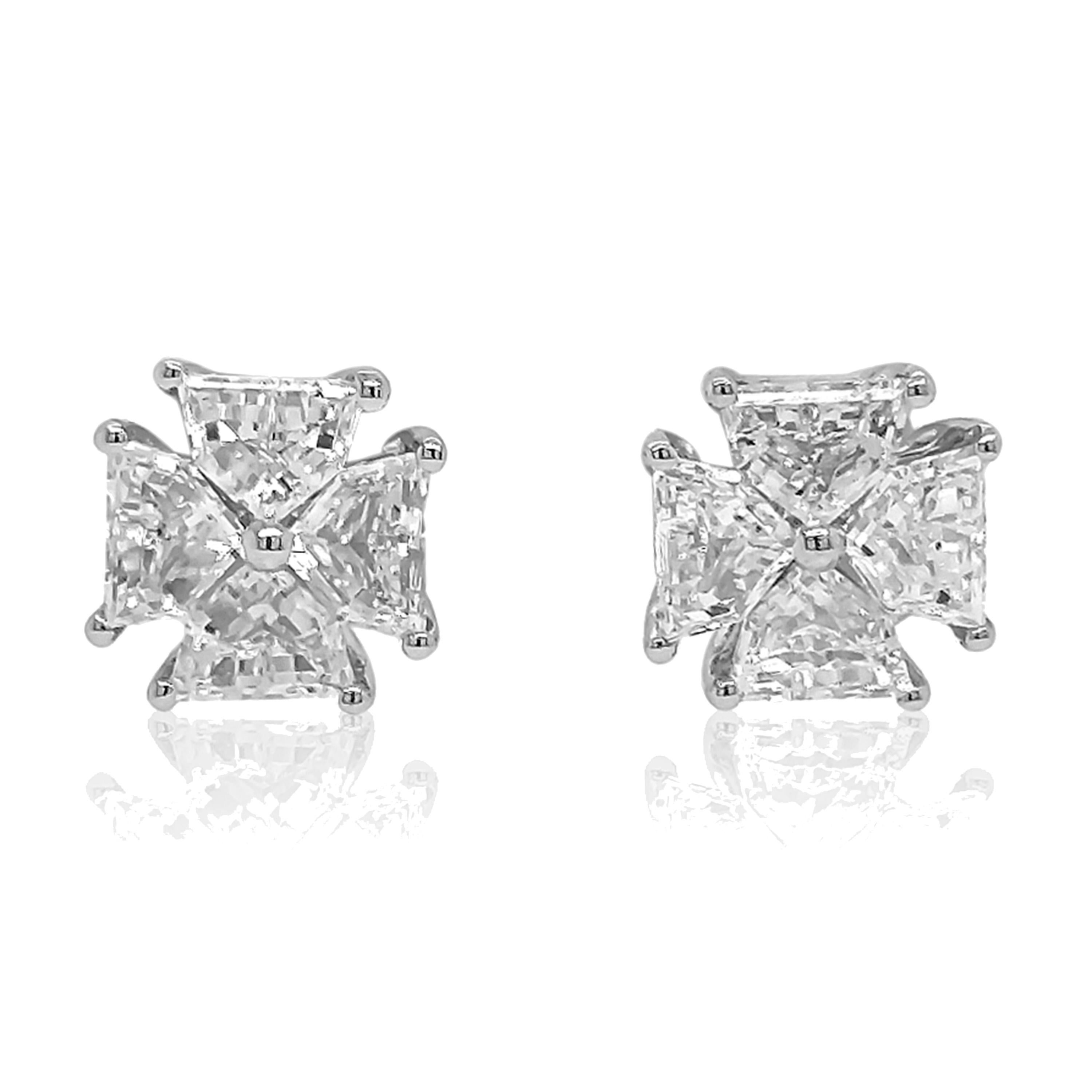 Trillion Cut 0.88 Carat Fancy Diamond White Gold Earrings For Sale
