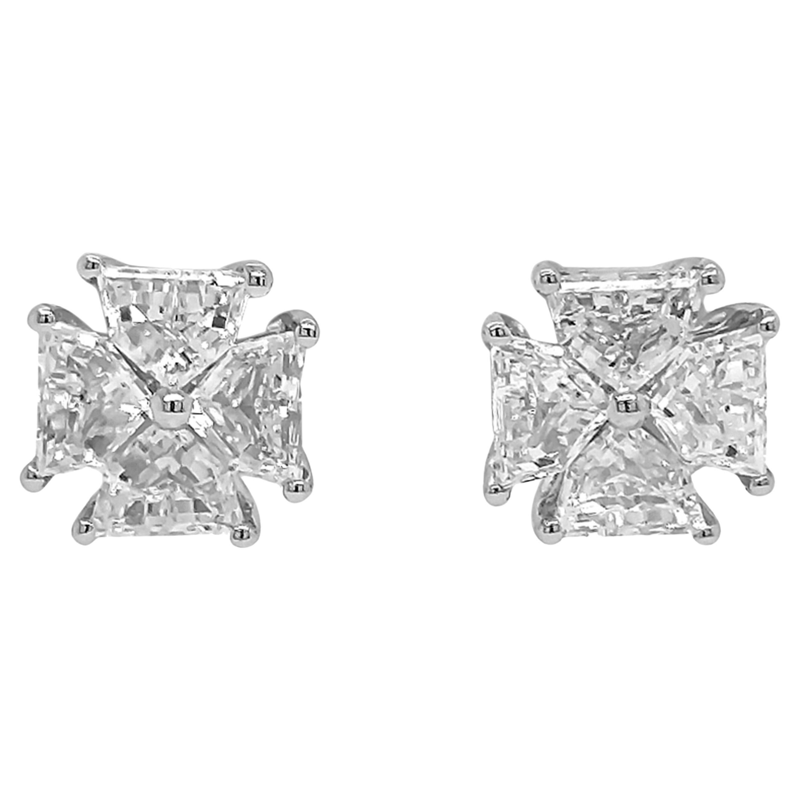 0.88 Carat Fancy Diamond White Gold Earrings For Sale