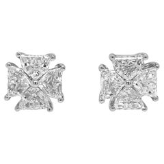 Boucles d'oreilles or blanc 0,88 carat diamant fantaisie