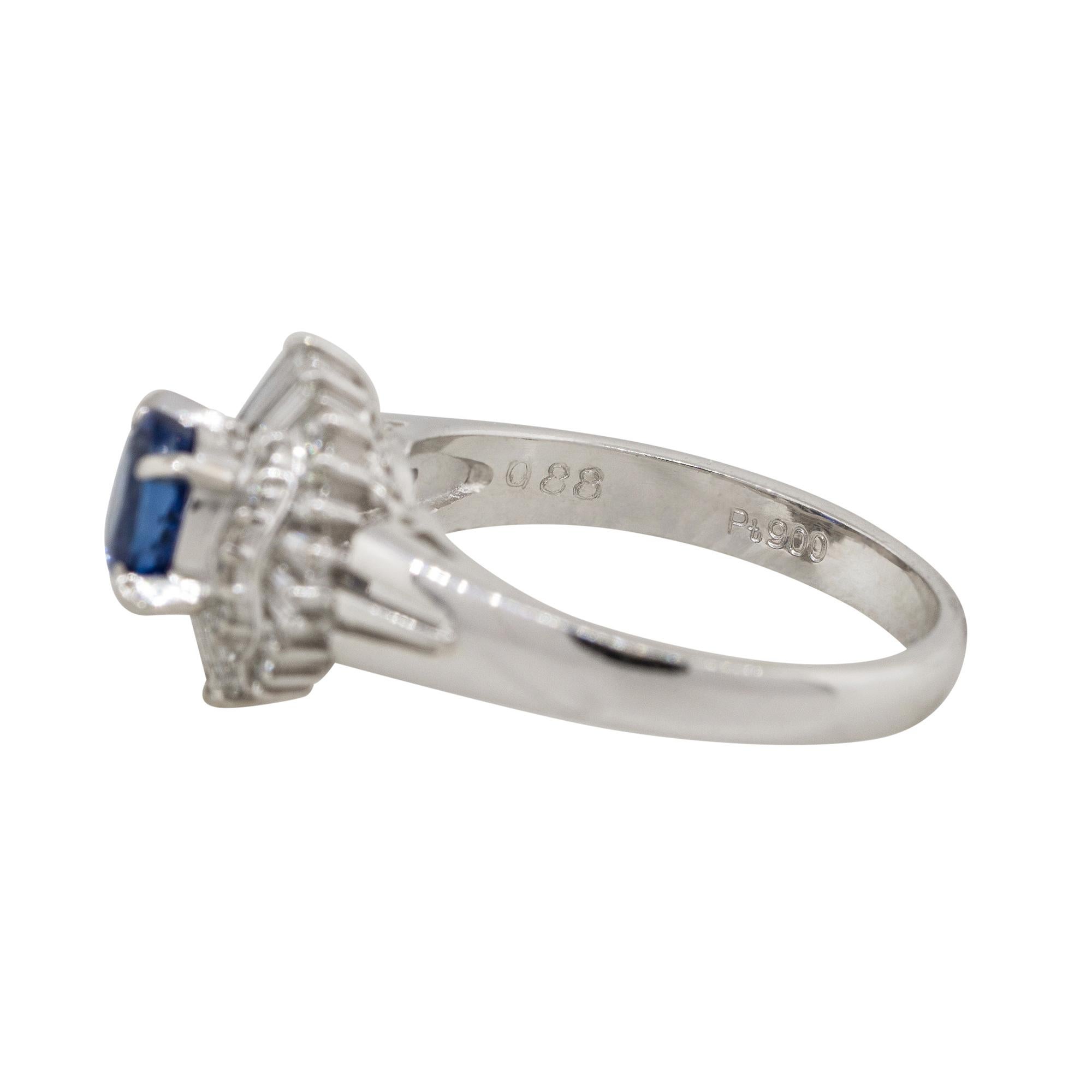 0.88 Carat Oval Sapphire Center Diamond Cocktail Ring Platinum in Stock In New Condition For Sale In Boca Raton, FL