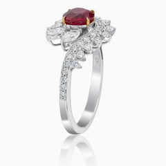 GRS Certified 0.88 Carat Pigeon Blood Burma No Heat Ruby and Diamond Ring