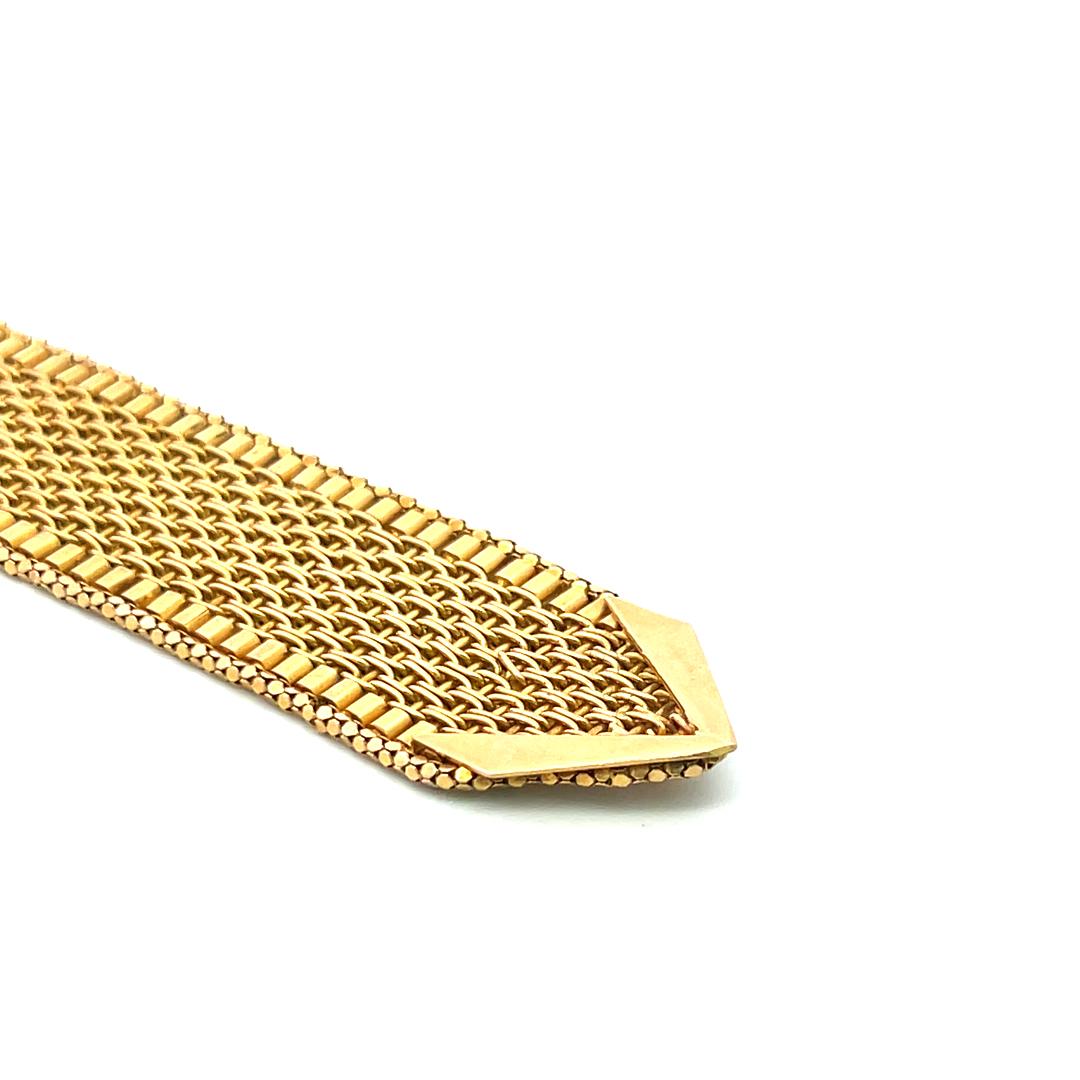 0.88 Carat Round Brilliant I VS Diamond Bracelet Retro en or jaune 18 carats en vente 4