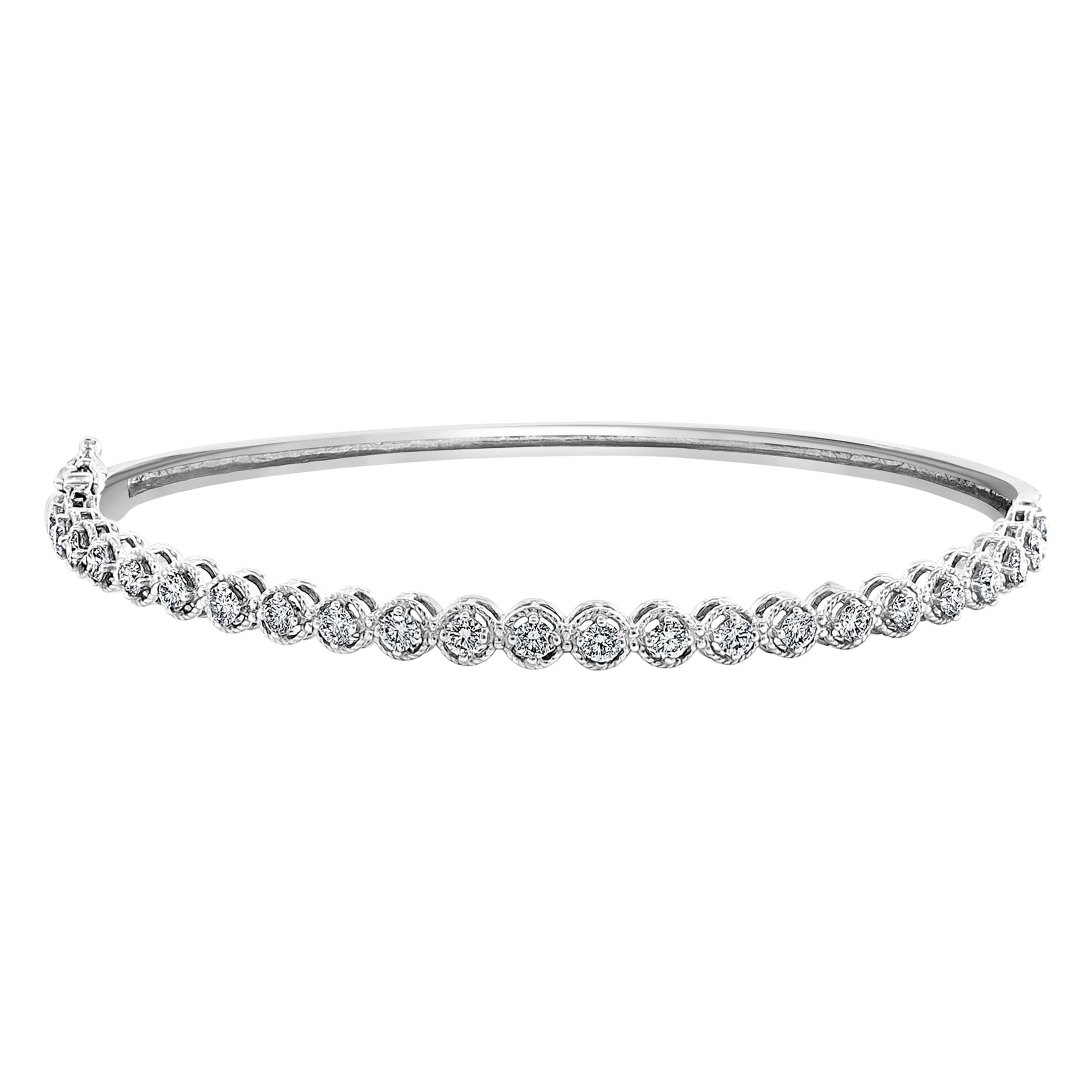 0,88 Karat Diamant-Armreif aus 14 Karat Weißgold mit Rundschliff