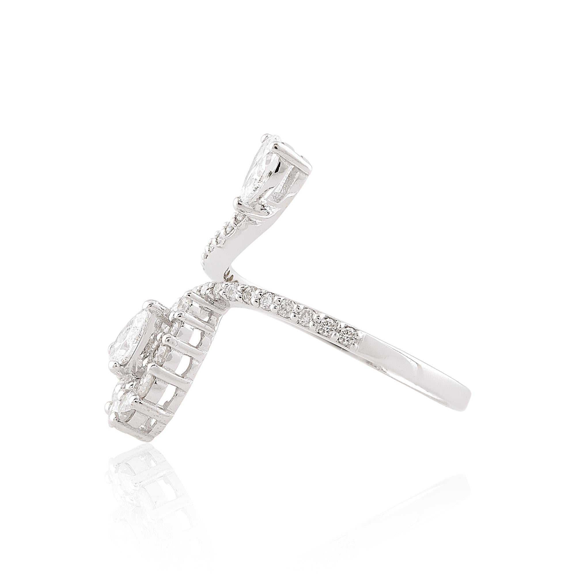Modern 0.88 Carat SI/H Pear Brilliant Cut Diamond Wrap Ring 10 Karat White Gold For Sale