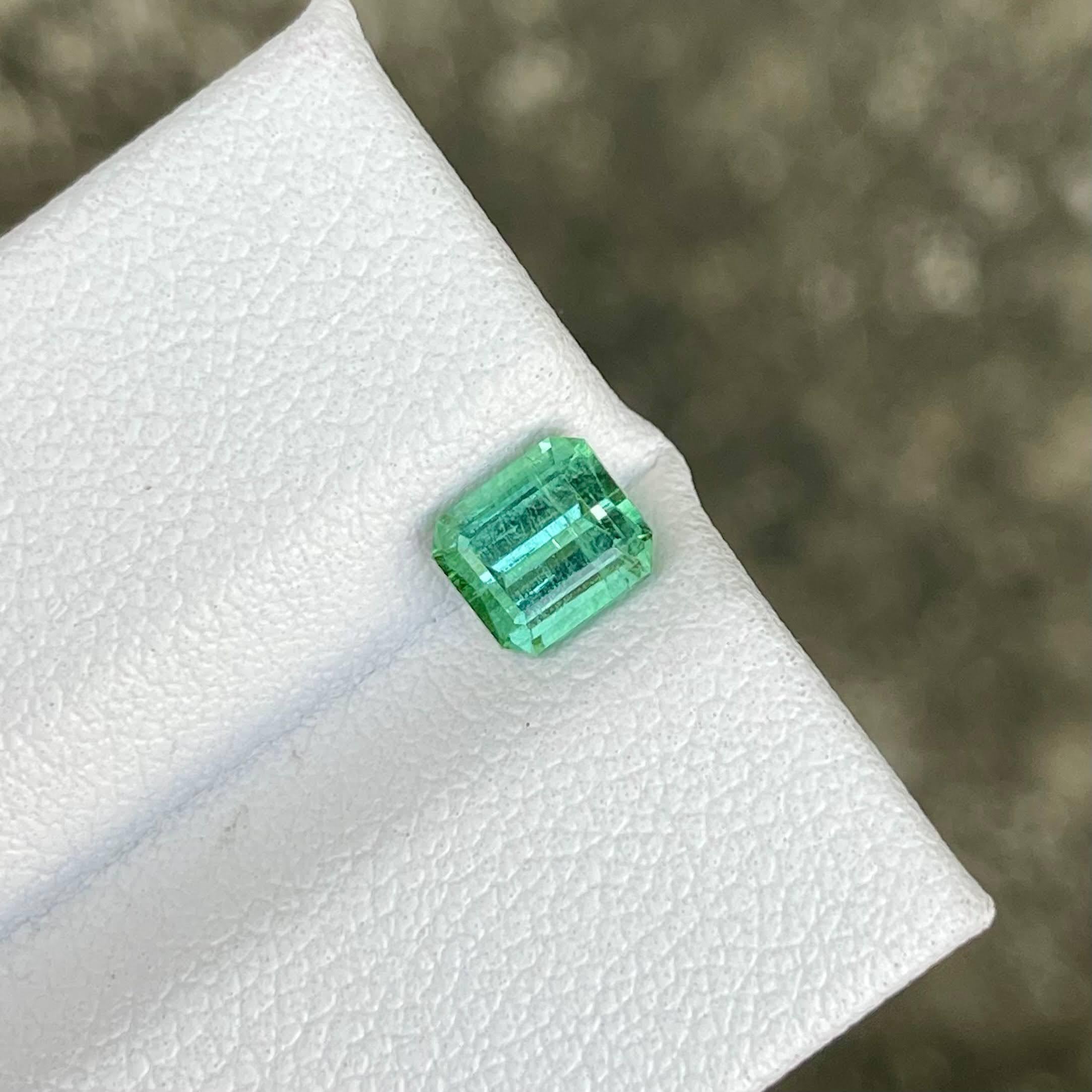 Moderno 0,88 carati Lagoon Bluish Green Tourmaline Emerald Cut Gemma afgana in vendita