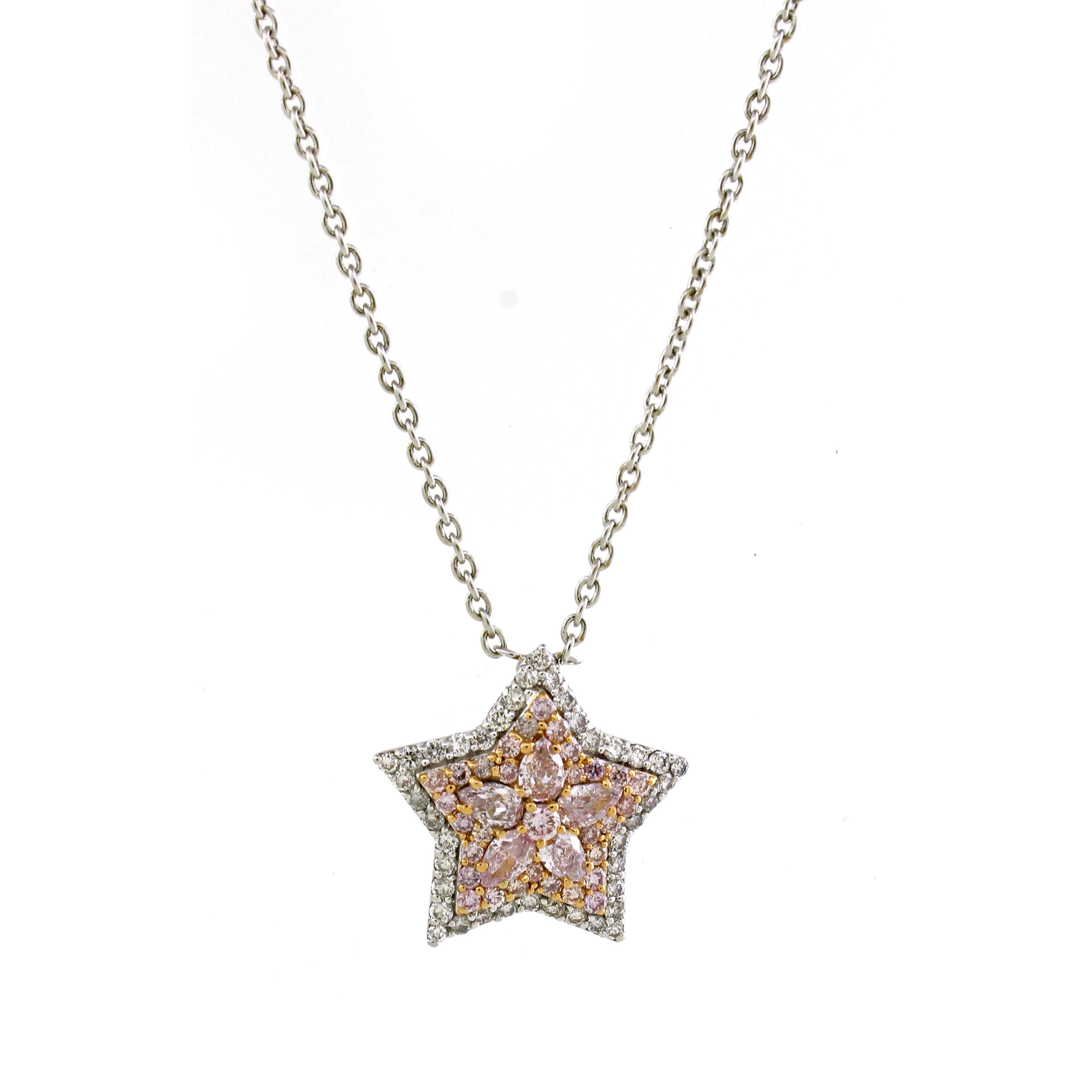 0.88 carats of diamond Star shaped Pendant For Sale