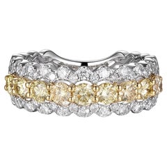 0.88 Carats Yellow Diamonds Half Band Ring in 18 Karat White and Yellow Gold 0.88 Carats Yellow Diamonds Half Band Ring in 18 Karat White and Yellow Gold