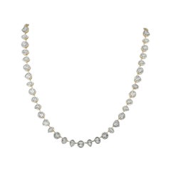 0.88 Ct Diamond 14K Two-Tone Gold Illusion Set Starburst Link Statement Necklace