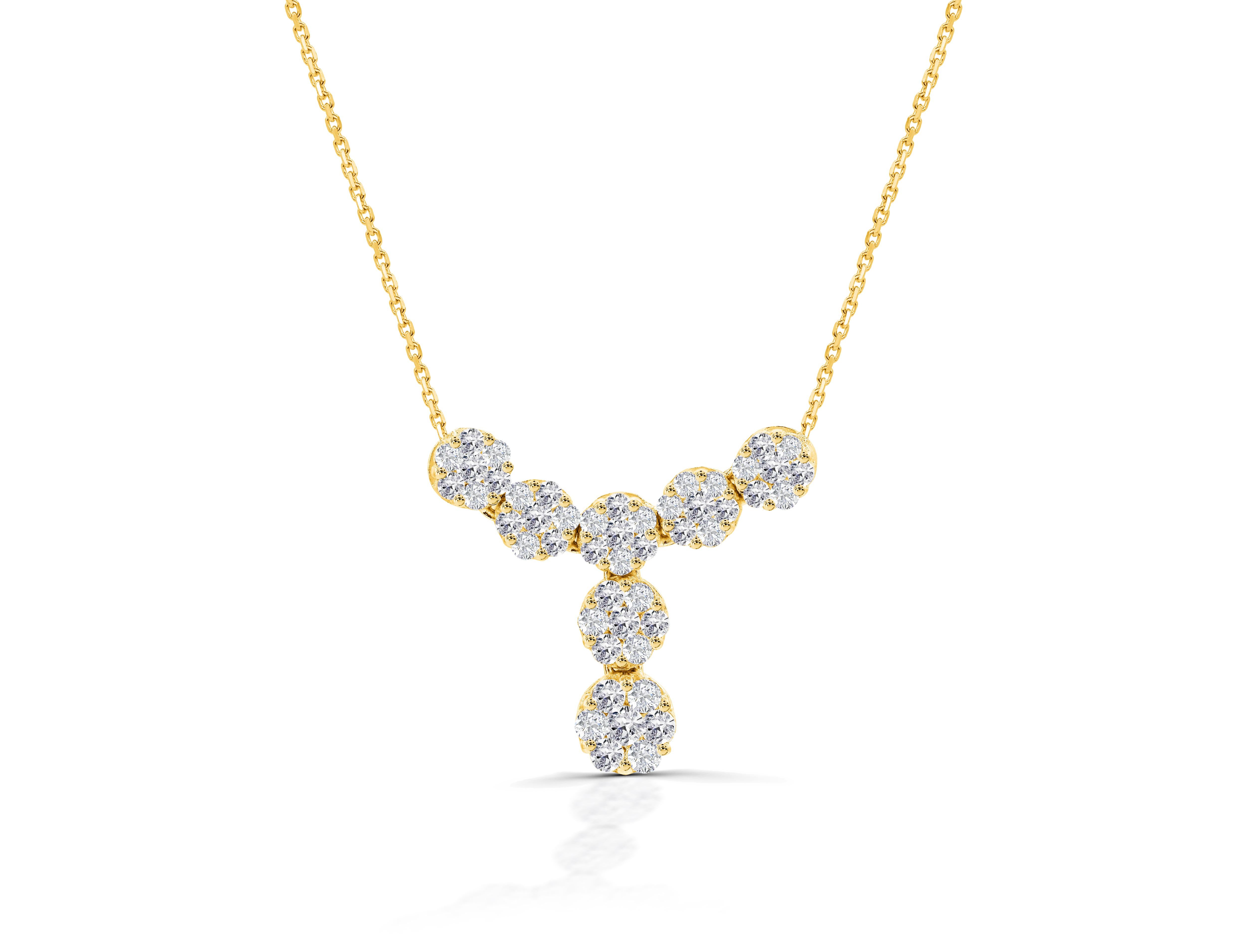 Modern 0.88 Ct Diamond Dangle Necklace in 14K Gold For Sale