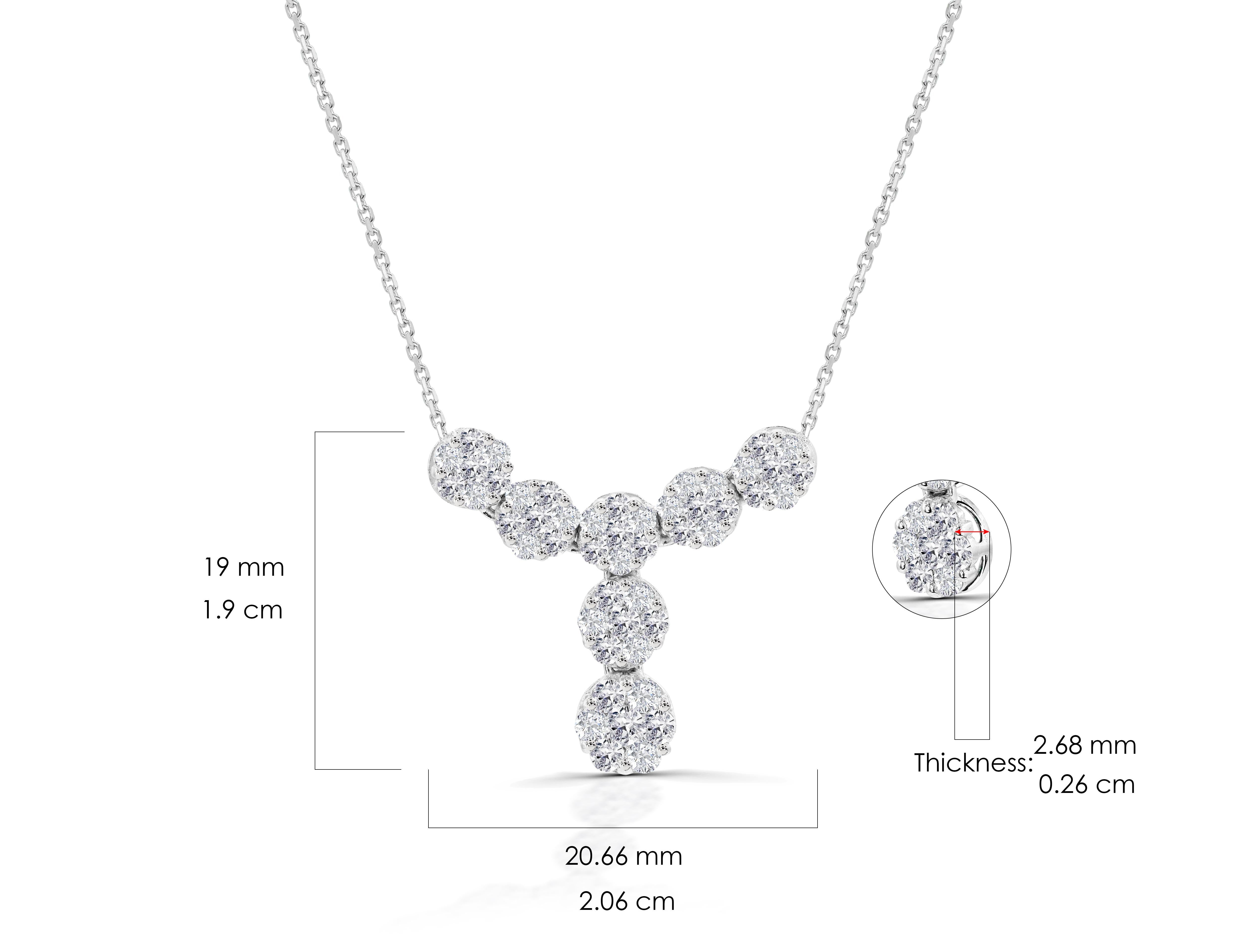 0.88 Ct Diamond Dangle Necklace in 14K Gold For Sale 3