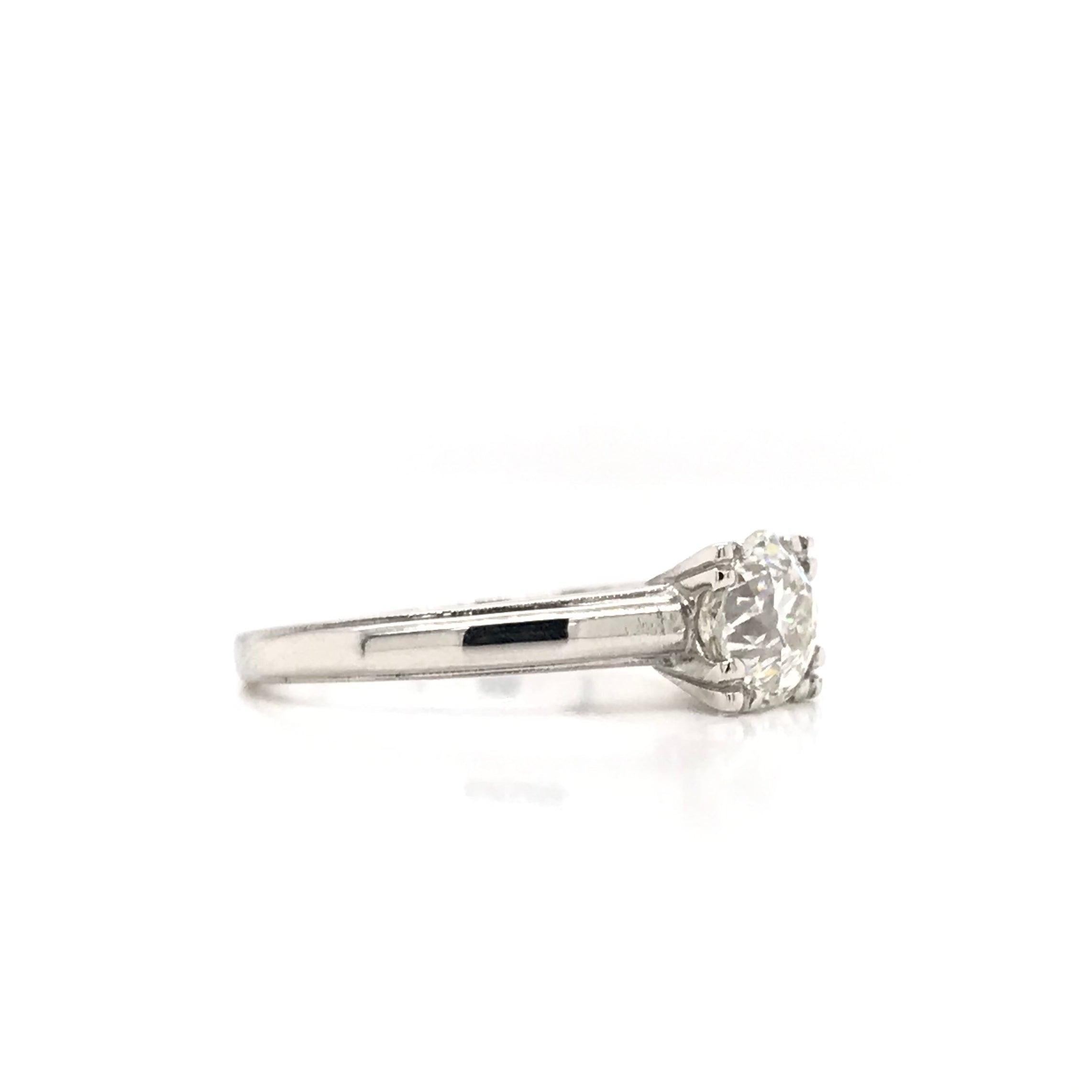 0.88 Old Mine Cut Diamond and Platinum Solitaire Style Ring In Good Condition For Sale In Montgomery, AL