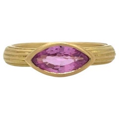 0.88ct Marquise Pink Sapphire Ring in 18k Yellow Gold