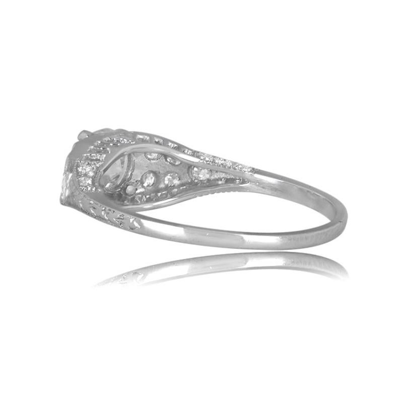 Women's 0.88ct Old European Cut Diamond Engagement Ring, Platinum For Sale