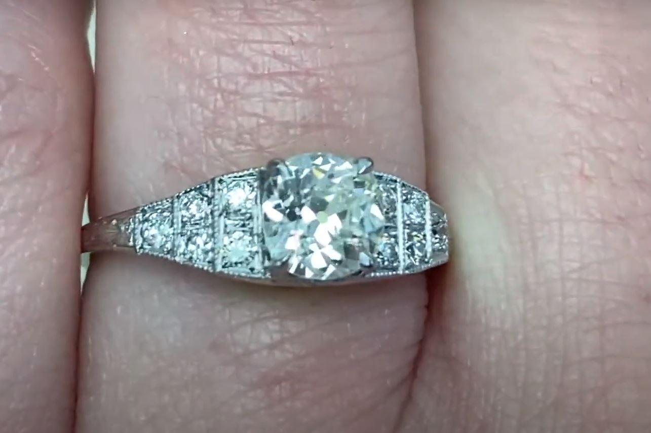 0.88ct Old European Cut Diamond Engagement Ring, Platinum For Sale 1