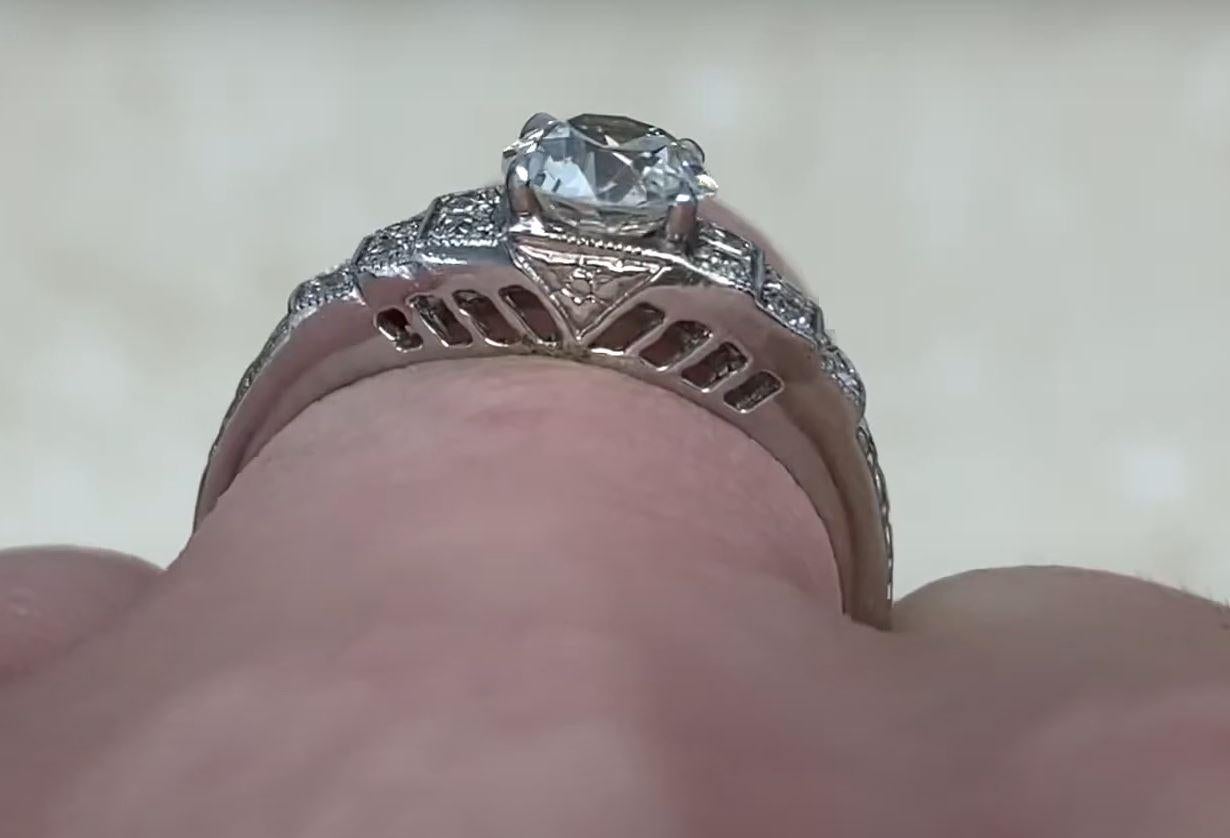 0.88ct Old European Cut Diamond Engagement Ring, Platinum For Sale 4