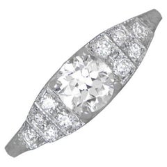 Anello di fidanzamento con diamante vecchio taglio europeo (circa 0,80 carati), platino
