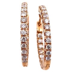 0.88ct Round Diamond Hoop Earrings in 18ct Rose Gold