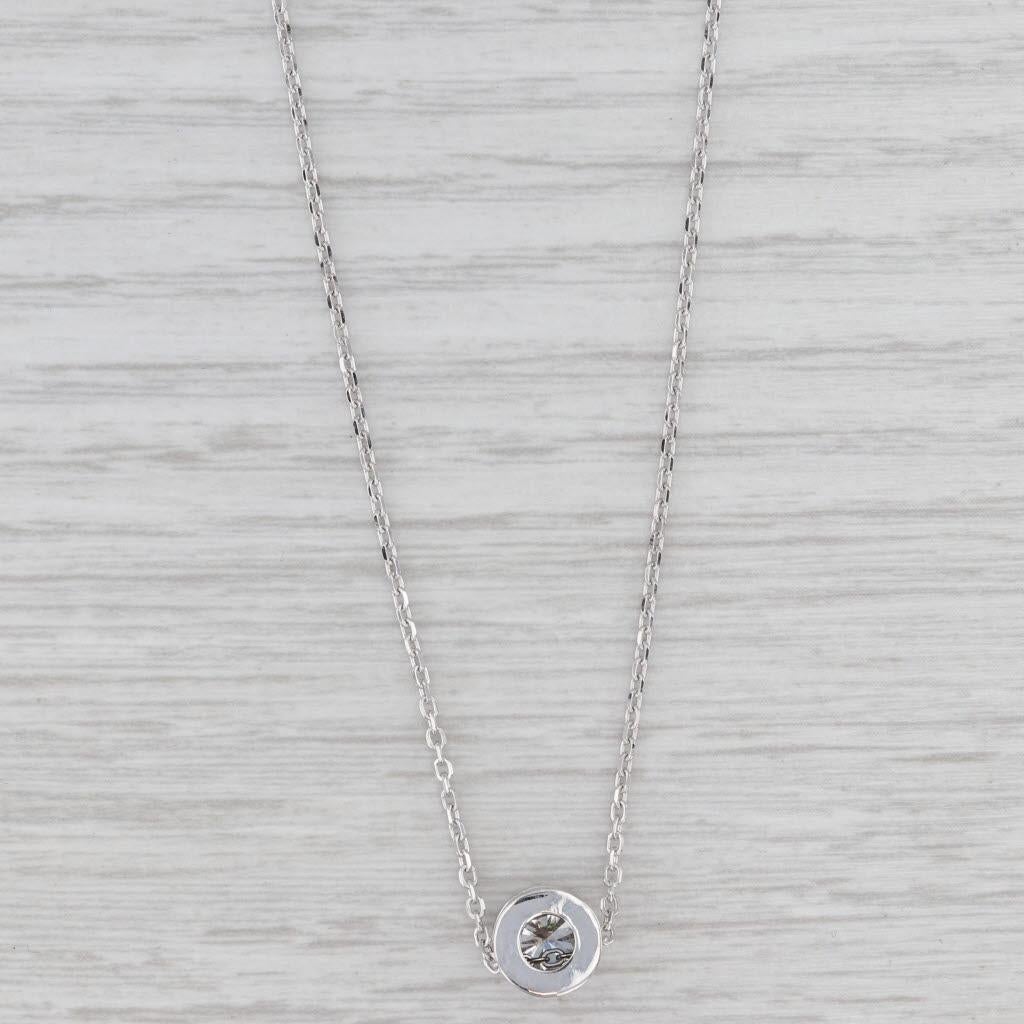 Taglio rotondo Collana con ciondolo solitario di diamanti rotondi da 0,88 ct. in oro bianco 14 ct. con catena a cavo in vendita