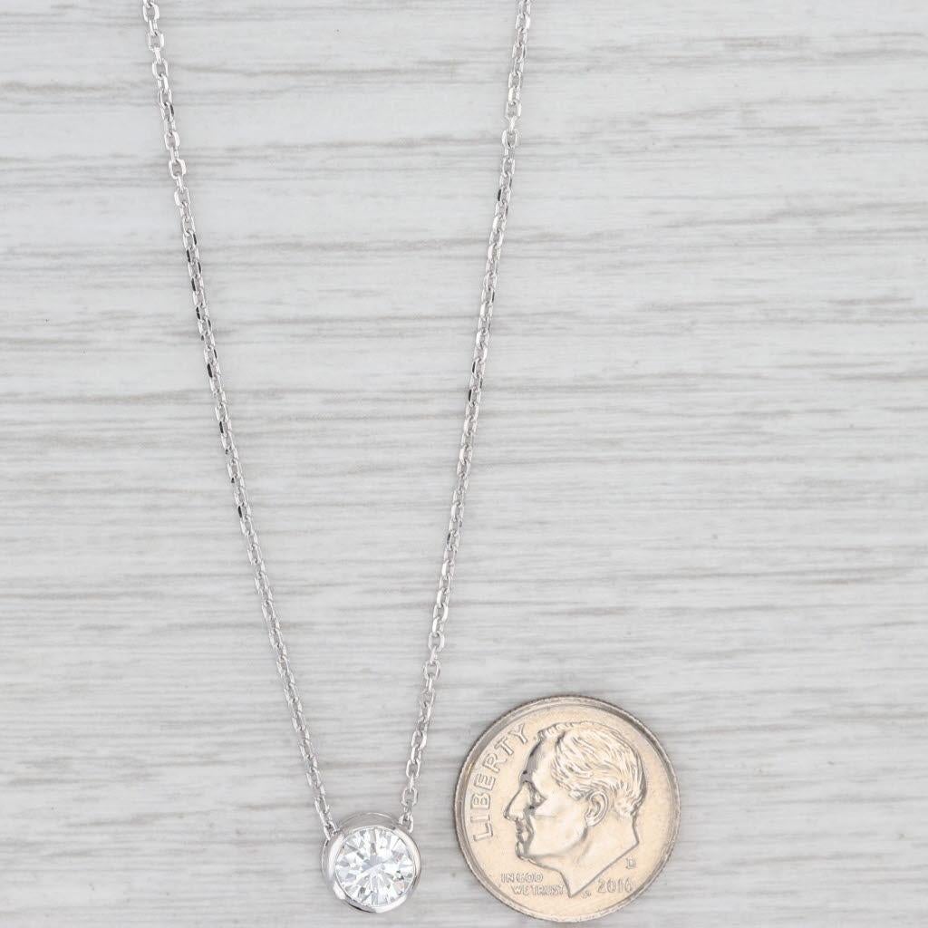 da uomo o donna Collana con ciondolo solitario di diamanti rotondi da 0,88 ct. in oro bianco 14 ct. con catena a cavo in vendita