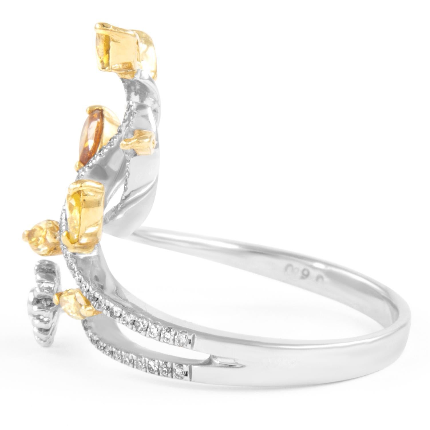 0,88 Karat Multi Diamant-Cluster-Ring 18k Zweifarbiger Diamant-Cluster (Gemischter Schliff) im Angebot
