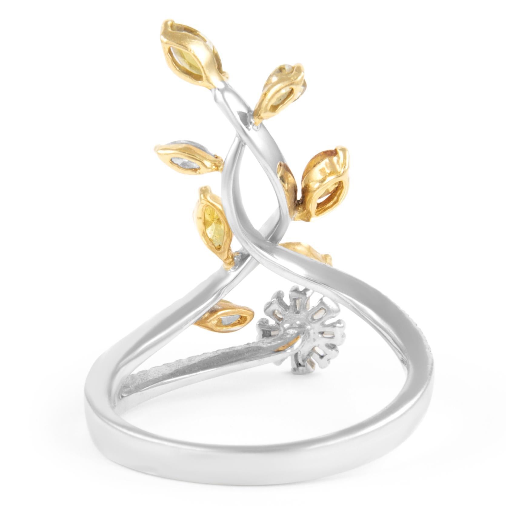 0,88 Karat Multi Diamant-Cluster-Ring 18k Zweifarbiger Diamant-Cluster im Zustand „Neu“ im Angebot in BEVERLY HILLS, CA