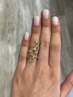 0.88ctt Multi Yellow Diamond Cluster Ring 18k Two Tone