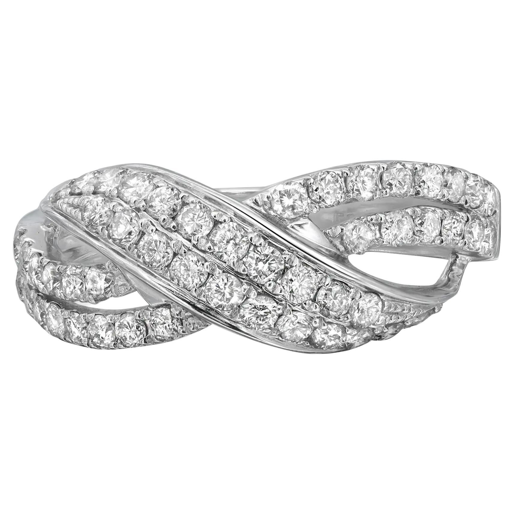 0.88cttw Prong Set Round Cut Diamond Ladies Ring 14k White Gold For Sale