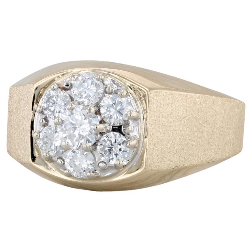 0.88ctw Diamond Cluster Men's Ring 14k Yellow Gold Size 11.75