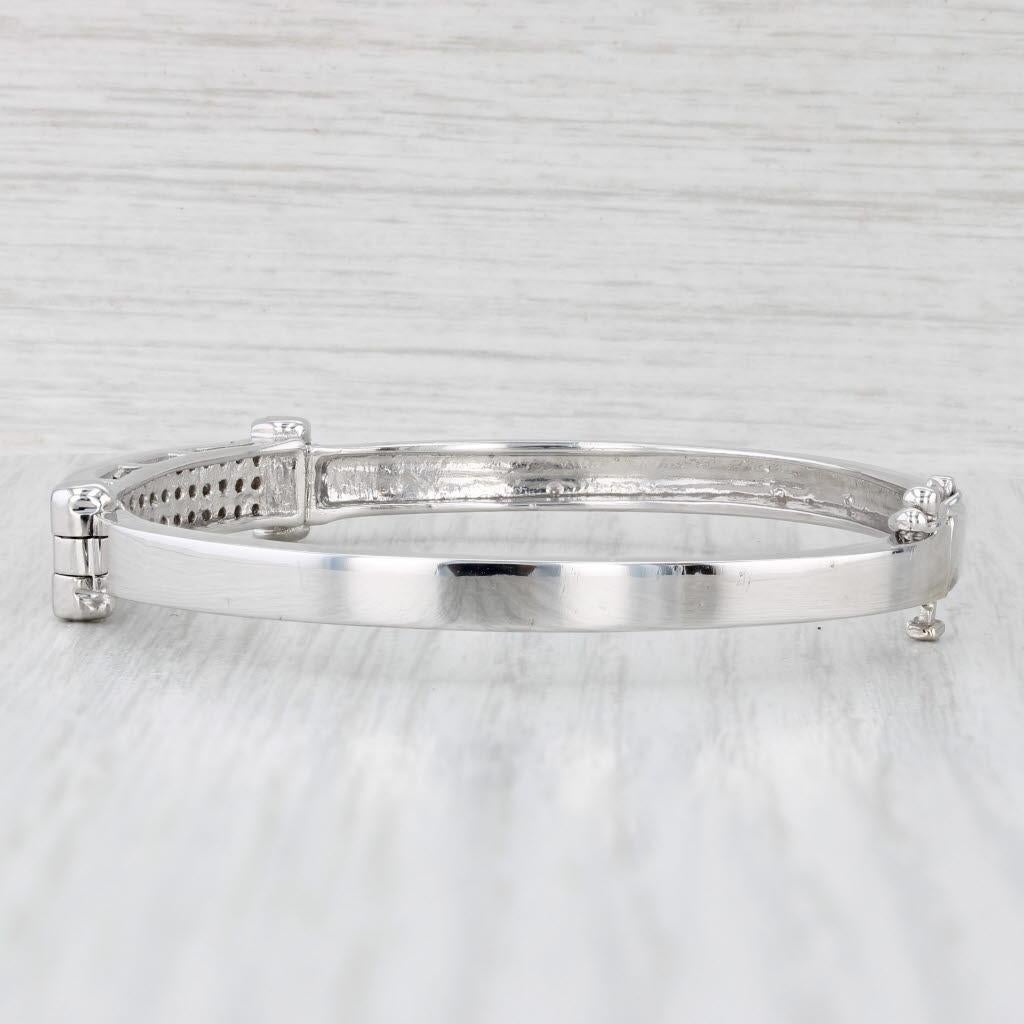 0.88ctw Pave Diamond Bangle Bracelet 14k White Gold 6.5