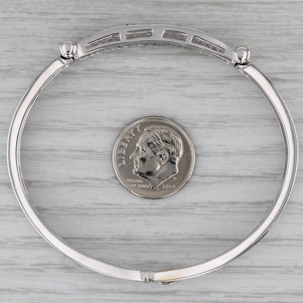 0.88ctw Pave Diamond Bangle Bracelet 14k White Gold 6.5