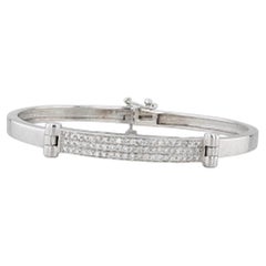 0.88ctw Pave Diamond Bangle 14k White Gold 6.5" (bracelet en or blanc)