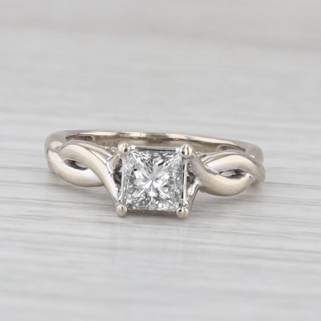 0,88ctw Prinzessin Diamant Verlobungsring 14k Weißgold Größe 5,25 im Zustand „Gut“ im Angebot in McLeansville, NC