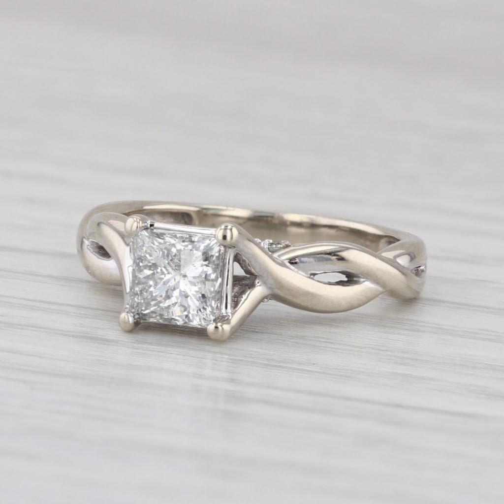 0,88ctw Prinzessin Diamant Verlobungsring 14k Weißgold Größe 5,25 im Angebot 1